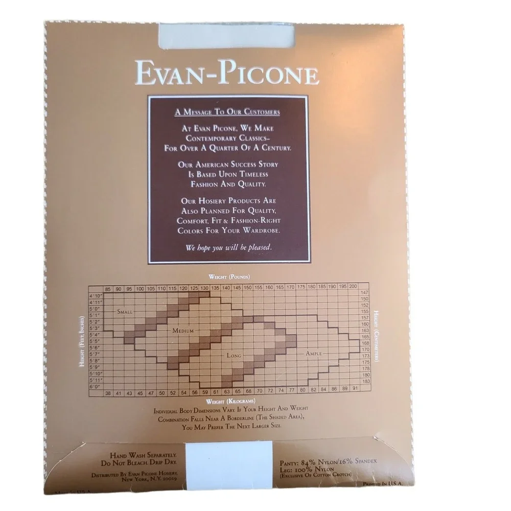 Evan Picone Silkee Sheer Control Top Pantyhose VANILLA  SMALL VTG 183